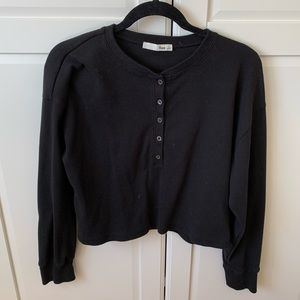 Aritzia Wilfred Free Black Ribbed Long Sleeve